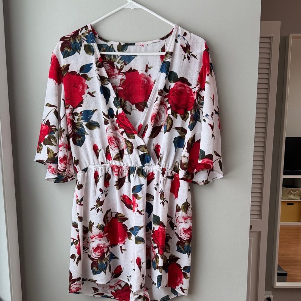 Floral faux wrap Romper